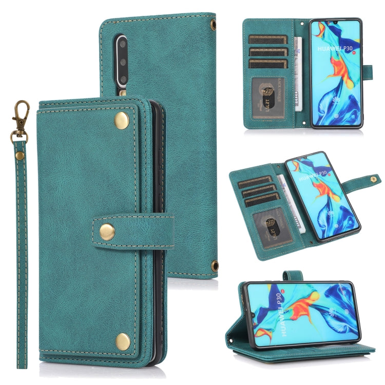 For Huawei P30 PU + TPU Horizontal Flip Leather Case with Holder & Card Slot & Wallet & Lanyard(Lake Blue) - Huawei Cases by buy2fix | Online Shopping UK | buy2fix