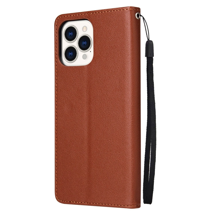 For iPhone 13 mini Multifunctional Horizontal Flip Leather Case, with Three Card Slot & Holder & Photo Frame & Lanyard (Brown) - iPhone 13 mini Cases by buy2fix | Online Shopping UK | buy2fix