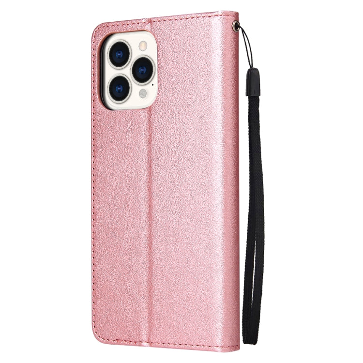 For iPhone 13 mini Multifunctional Horizontal Flip Leather Case, with Three Card Slot & Holder & Photo Frame & Lanyard (Rose Gold) - iPhone 13 mini Cases by buy2fix | Online Shopping UK | buy2fix