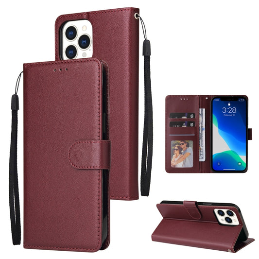 For iPhone 13 Multifunctional Horizontal Flip Leather Case, with Three Card Slot & Holder & Photo Frame & Lanyard(Red Wine) - iPhone 13 Cases by buy2fix | Online Shopping UK | buy2fix