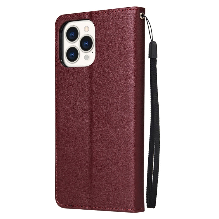 For iPhone 13 Multifunctional Horizontal Flip Leather Case, with Three Card Slot & Holder & Photo Frame & Lanyard(Red Wine) - iPhone 13 Cases by buy2fix | Online Shopping UK | buy2fix