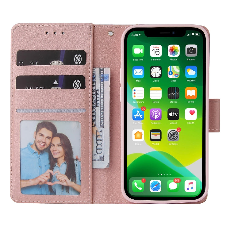 For iPhone 13 mini Marble Bronzing Stitching Horizontal Flip PU Leather Case with Holder & Card Slots & Wallet & Photo Frame (Rose Gold) - iPhone 13 mini Cases by buy2fix | Online Shopping UK | buy2fix