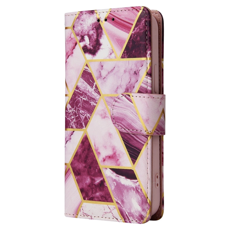 For iPhone 13 Marble Bronzing Stitching Horizontal Flip PU Leather Case with Holder & Card Slots & Wallet & Photo Frame(Purple) - iPhone 13 Cases by buy2fix | Online Shopping UK | buy2fix