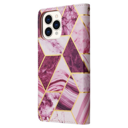 For iPhone 13 Pro Marble Bronzing Stitching Horizontal Flip PU Leather Case with Holder & Card Slots & Wallet & Photo Frame (Purple) - iPhone 13 Pro Cases by buy2fix | Online Shopping UK | buy2fix