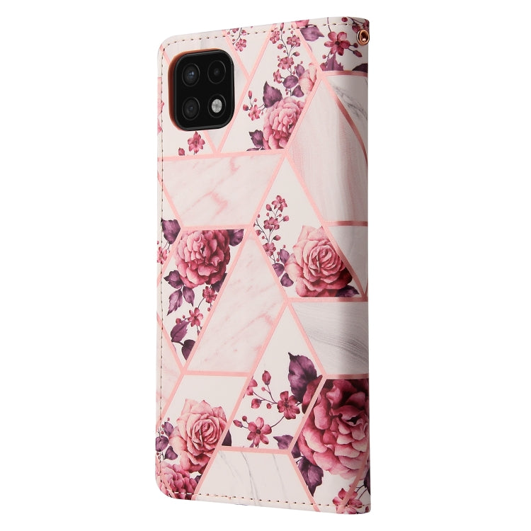 For Samsung Galaxy A22 5G Marble Bronzing Stitching Horizontal Flip PU Leather Case with Holder & Card Slots & Wallet & Photo Frame(Rose Gold) by buy2fix