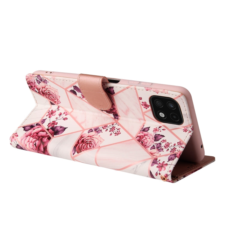 For Samsung Galaxy A22 5G Marble Bronzing Stitching Horizontal Flip PU Leather Case with Holder & Card Slots & Wallet & Photo Frame(Rose Gold) by buy2fix