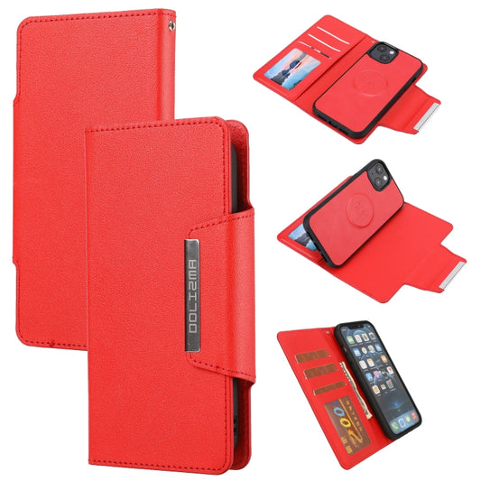 For iPhone 13 Ultra-thin Separable Magnetic Horizontal Flip Leather Case with Card Slot & Wallet(Red) - iPhone 13 Cases by buy2fix | Online Shopping UK | buy2fix