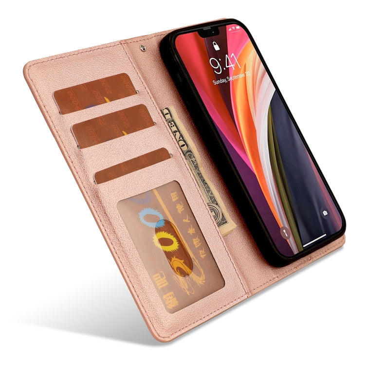 For iPhone 12 / 12 Pro Ultra-thin Separable Magnetic Horizontal Flip Leather Case with Card Slot & Wallet(Pink) - iPhone 12 / 12 Pro Cases by buy2fix | Online Shopping UK | buy2fix