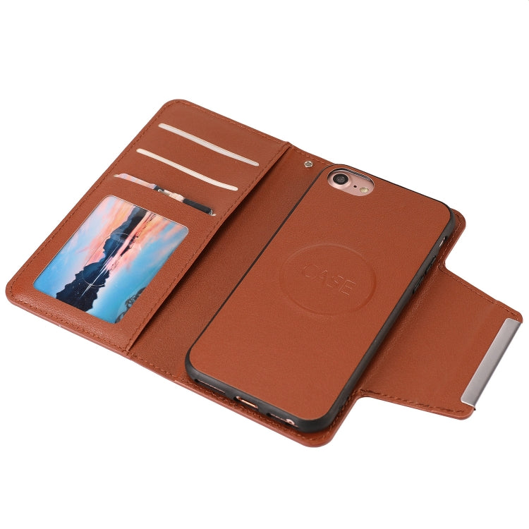 For iPhone SE 2022 / SE 2020 / 8 / 7 Ultra-thin Separable Magnetic Horizontal Flip Leather Case with Card Slot & Wallet(Brown) - iPhone SE 2022 / 2020 / 8 / 7 Cases by buy2fix | Online Shopping UK | buy2fix