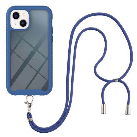 For iPhone 13 Starry Sky Solid Color Series Shockproof PC + TPU Protective Case with Neck Strap(Blue) - iPhone 13 Cases by buy2fix | Online Shopping UK | buy2fix