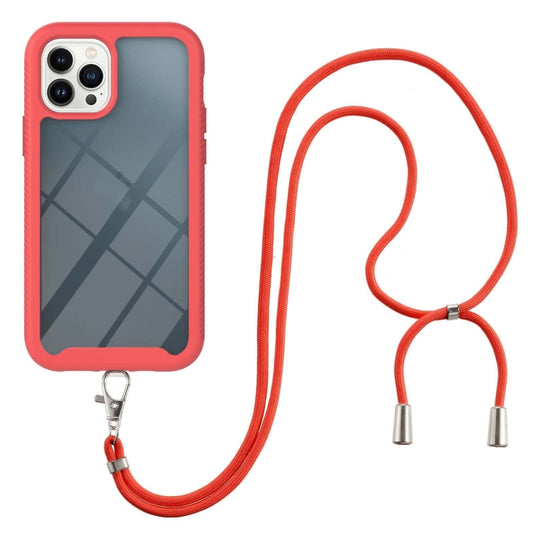 For iPhone 13 Pro Starry Sky Solid Color Series Shockproof PC + TPU Protective Case with Neck Strap (Red) - iPhone 13 Pro Cases by buy2fix | Online Shopping UK | buy2fix