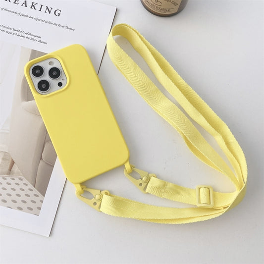 For iPhone 13 Elastic Silicone Protective Case with Wide Neck Lanyard(Yellow) - iPhone 13 Cases by buy2fix | Online Shopping UK | buy2fix