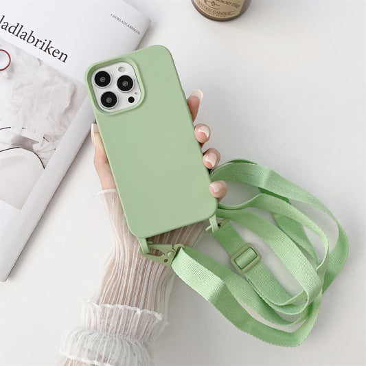 For iPhone 13 Elastic Silicone Protective Case with Wide Neck Lanyard(Green) - iPhone 13 Cases by buy2fix | Online Shopping UK | buy2fix