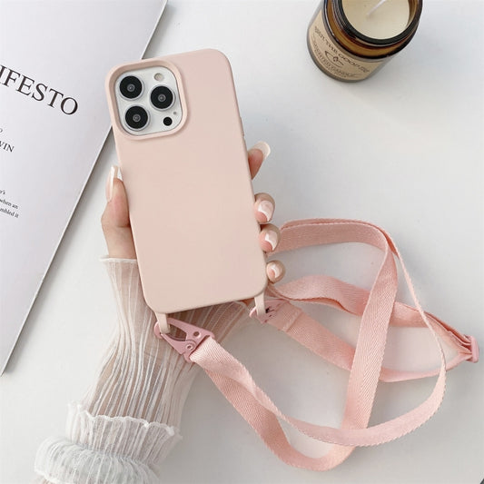 For iPhone 13 Pro Elastic Silicone Protective Case with Wide Neck Lanyard (Pink) - iPhone 13 Pro Cases by buy2fix | Online Shopping UK | buy2fix