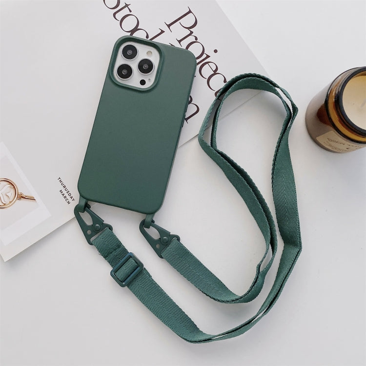 For iPhone 11 Pro Max Elastic Silicone Protective Case with Wide Neck Lanyard (Dark Green) - iPhone 11 Pro Max Cases by buy2fix | Online Shopping UK | buy2fix