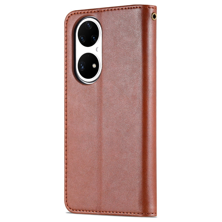 For Huawei P50 Pro AZNS Sheepskin Texture Horizontal Flip Leather Case with Holder & Card Slots & Wallet(Brown) - Huawei Cases by AZNS | Online Shopping UK | buy2fix