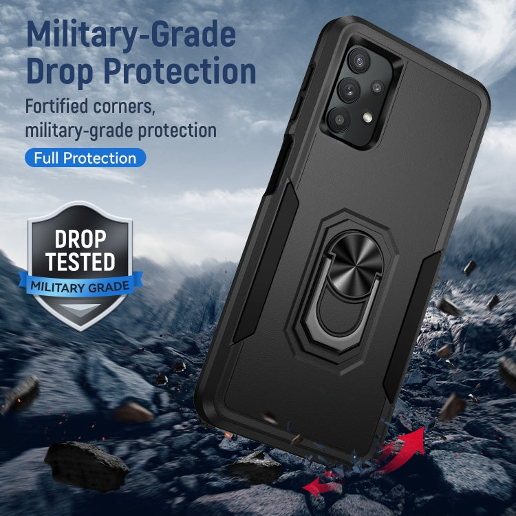 For Samsung Galay A32 5G Pioneer Armor Heavy Duty PC + TPU Shockproof Case with Holder(Black) by buy2fix