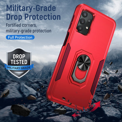 For Samsung Galay A32 4G Pioneer Armor Heavy Duty PC + TPU Shockproof Case with Holder(Red) by buy2fix