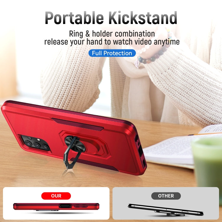 For Samsung Galay A32 4G Pioneer Armor Heavy Duty PC + TPU Shockproof Case with Holder(Red) by buy2fix