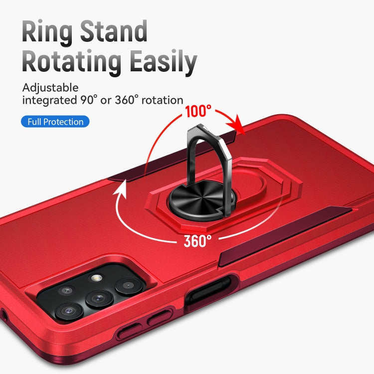 For Samsung Galay A32 4G Pioneer Armor Heavy Duty PC + TPU Shockproof Case with Holder(Red) by buy2fix