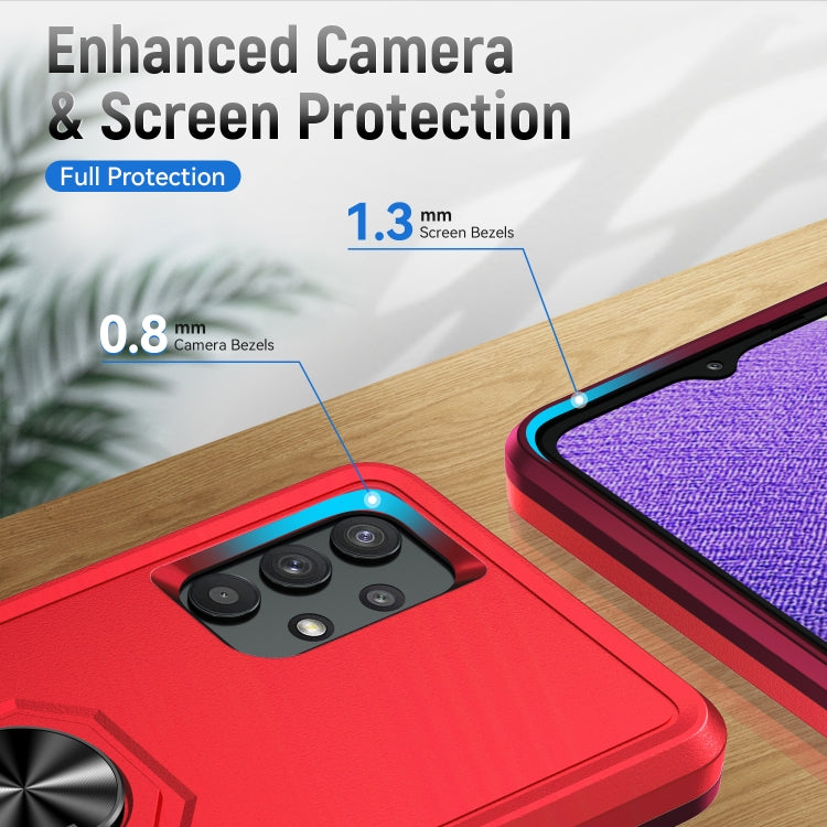 For Samsung Galay A32 4G Pioneer Armor Heavy Duty PC + TPU Shockproof Case with Holder(Red) by buy2fix