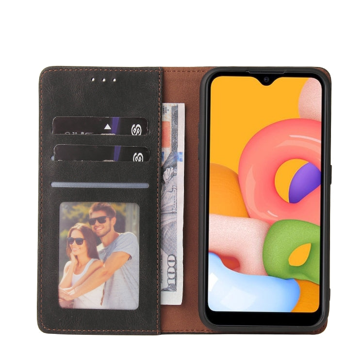 For Samsung Galaxy A01 EU Version Simple Suction Closure Horizontal Flip Leather Case with Holder & Card Slot & Wallet(Black) by buy2fix