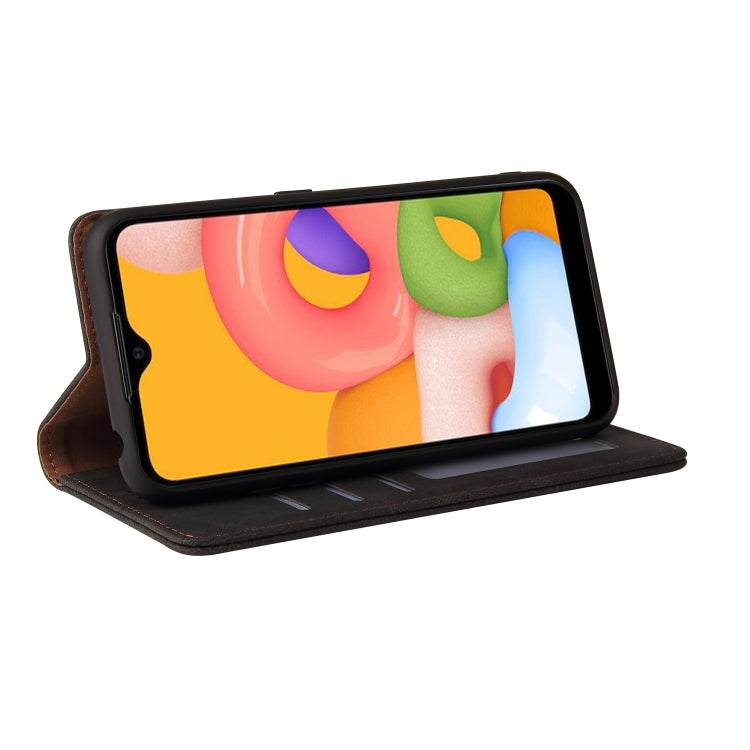 For Samsung Galaxy A01 EU Version Simple Suction Closure Horizontal Flip Leather Case with Holder & Card Slot & Wallet(Black) by buy2fix
