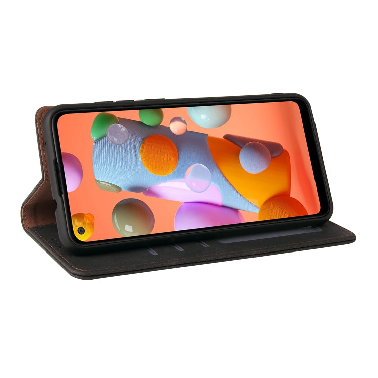 For Samsung Galaxy A11 EU Version Simple Suction Closure Horizontal Flip Leather Case with Holder & Card Slot & Wallet(Black) by buy2fix