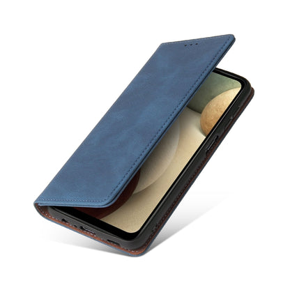 For Samsung Galaxy A12 Simple Suction Closure Horizontal Flip Leather Case with Holder & Card Slot & Wallet(Blue) by buy2fix