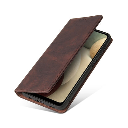 For Samsung Galaxy A12 Simple Suction Closure Horizontal Flip Leather Case with Holder & Card Slot & Wallet(Brown) by buy2fix