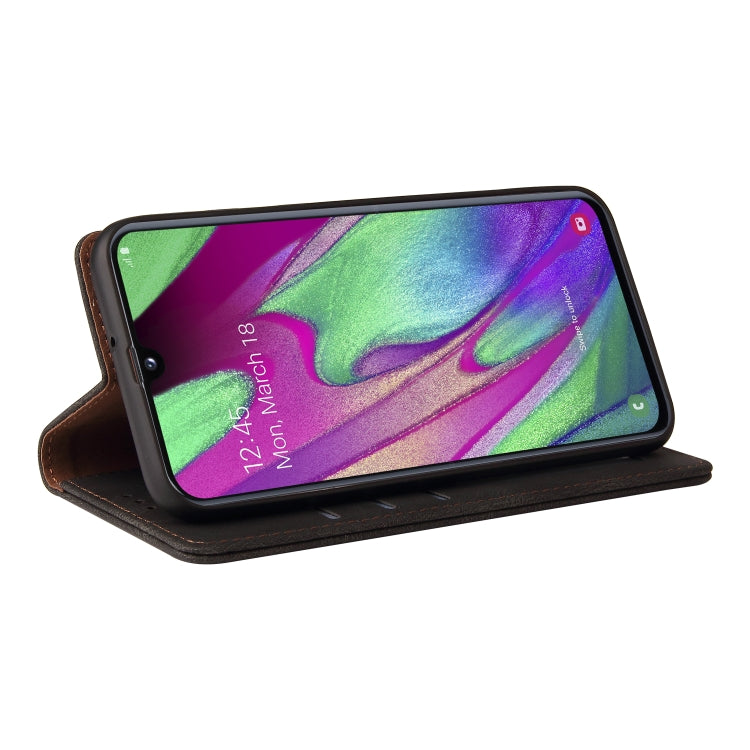 For Samsung Galaxy A40 Simple Suction Closure Horizontal Flip Leather Case with Holder & Card Slot & Wallet(Black) by buy2fix