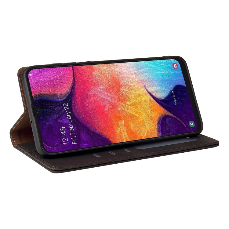 For Samsung Galaxy A50 Simple Suction Closure Horizontal Flip Leather Case with Holder & Card Slot & Wallet(Black) by buy2fix