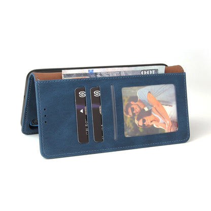 For Samsung Galaxy A50 Simple Suction Closure Horizontal Flip Leather Case with Holder & Card Slot & Wallet(Blue) by buy2fix