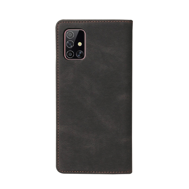 For Samsung Galaxy A51 5G Simple Suction Closure Horizontal Flip Leather Case with Holder & Card Slot & Wallet(Black) by buy2fix