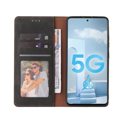 For Samsung Galaxy A51 5G Simple Suction Closure Horizontal Flip Leather Case with Holder & Card Slot & Wallet(Black) by buy2fix