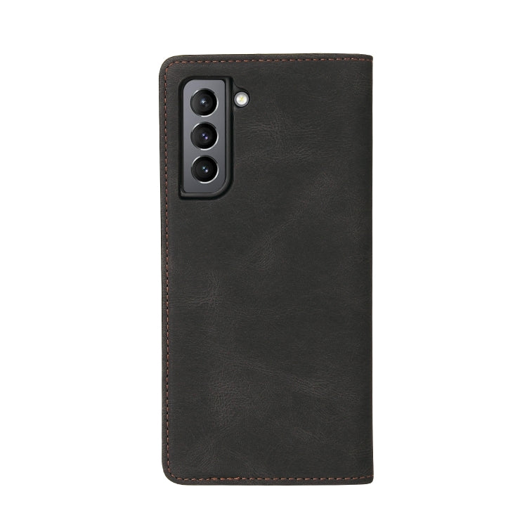 For Samsung Galaxy S21 FE 5G Simple Suction Closure Horizontal Flip Leather Case with Holder & Card Slot & Wallet(Black) by buy2fix