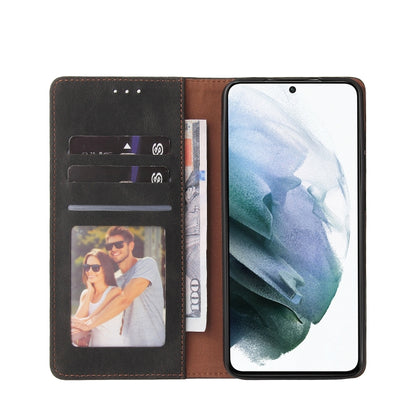 For Samsung Galaxy S21 FE 5G Simple Suction Closure Horizontal Flip Leather Case with Holder & Card Slot & Wallet(Black) by buy2fix