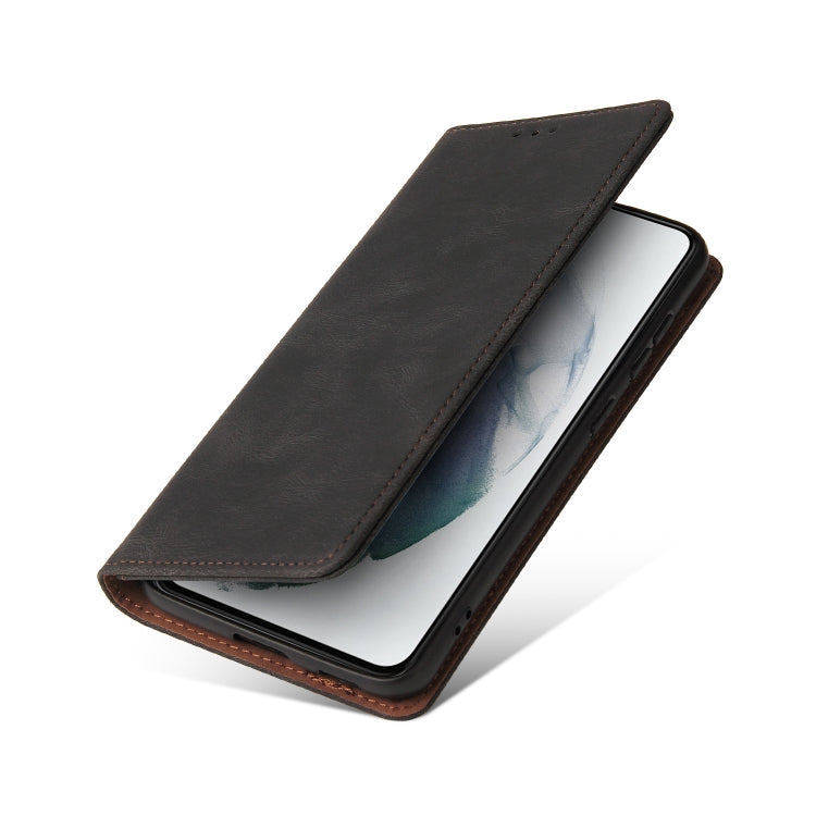 For Samsung Galaxy S21 FE 5G Simple Suction Closure Horizontal Flip Leather Case with Holder & Card Slot & Wallet(Black) by buy2fix
