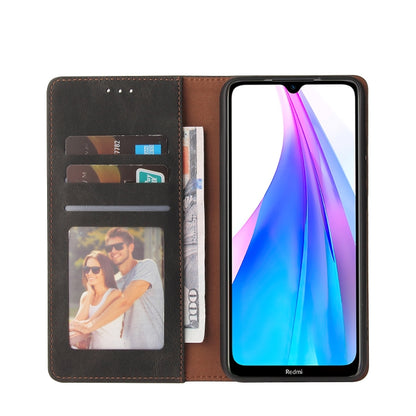 For Xiaomi Redmi Note 8T Simple Suction Closure Horizontal Flip Leather Case with Holder & Card Slot & Wallet(Black) by buy2fix