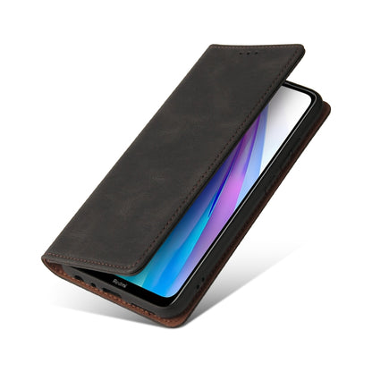 For Xiaomi Redmi Note 8T Simple Suction Closure Horizontal Flip Leather Case with Holder & Card Slot & Wallet(Black) by buy2fix