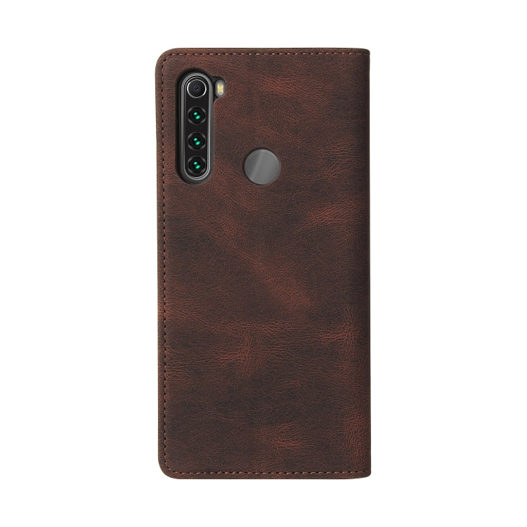 For Xiaomi Redmi Note 8T Simple Suction Closure Horizontal Flip Leather Case with Holder & Card Slot & Wallet(Brown) by buy2fix