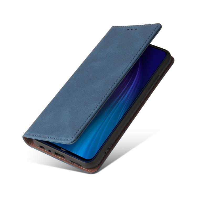 For Xiaomi Redmi Note 8 Simple Suction Closure Horizontal Flip Leather Case with Holder & Card Slot & Wallet(Blue) - Xiaomi Cases by buy2fix | Online Shopping UK | buy2fix