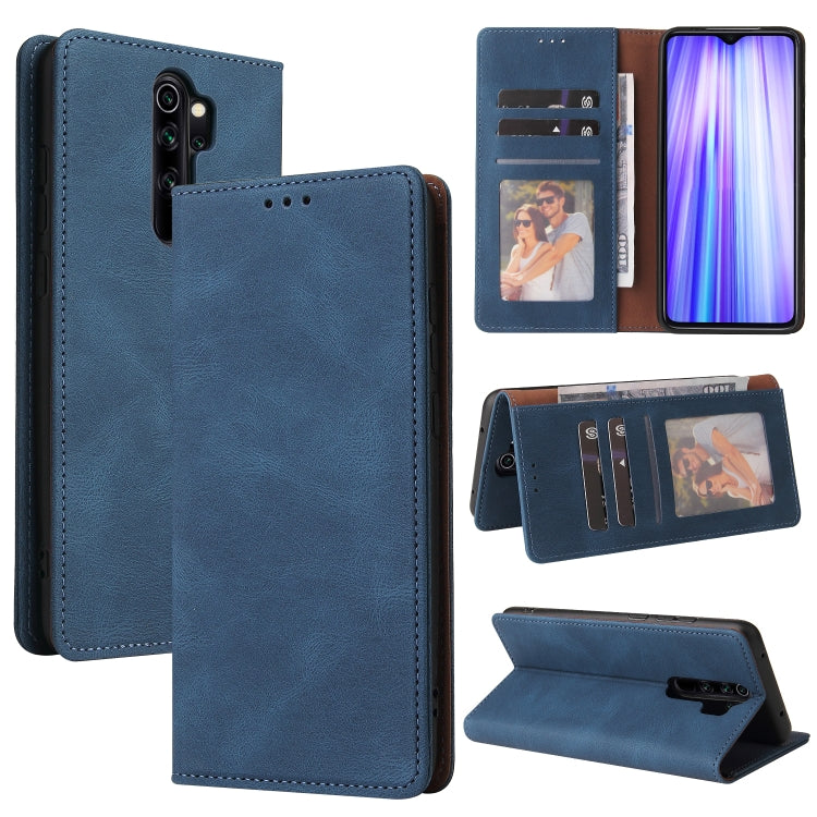 For Xiaomi Redmi Note 8 Pro Simple Suction Closure Horizontal Flip Leather Case with Holder & Card Slot & Wallet(Blue) by buy2fix