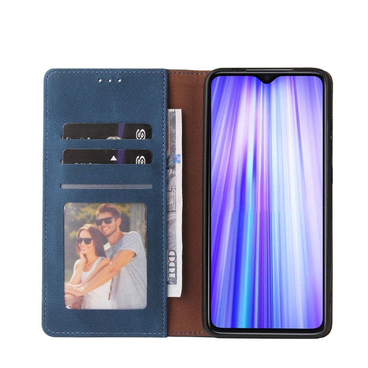 For Xiaomi Redmi Note 8 Pro Simple Suction Closure Horizontal Flip Leather Case with Holder & Card Slot & Wallet(Blue) by buy2fix