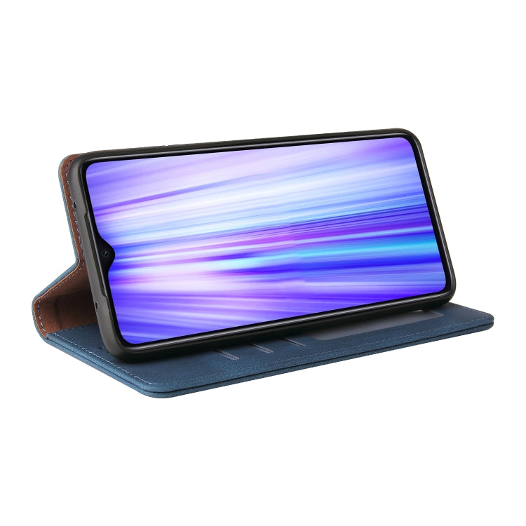 For Xiaomi Redmi Note 8 Pro Simple Suction Closure Horizontal Flip Leather Case with Holder & Card Slot & Wallet(Blue) by buy2fix