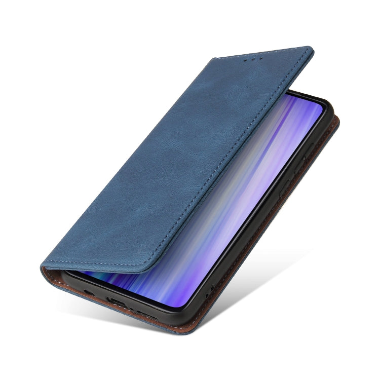 For Xiaomi Redmi Note 8 Pro Simple Suction Closure Horizontal Flip Leather Case with Holder & Card Slot & Wallet(Blue) by buy2fix
