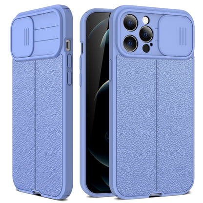 For iPhone 13 mini Litchi Texture Sliding Camshield TPU Protective Case (Light Purple) - iPhone 13 mini Cases by buy2fix | Online Shopping UK | buy2fix