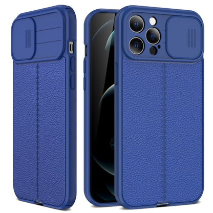 For iPhone 13 Pro Litchi Texture Sliding Camshield TPU Protective Case (Blue) - iPhone 13 Pro Cases by buy2fix | Online Shopping UK | buy2fix