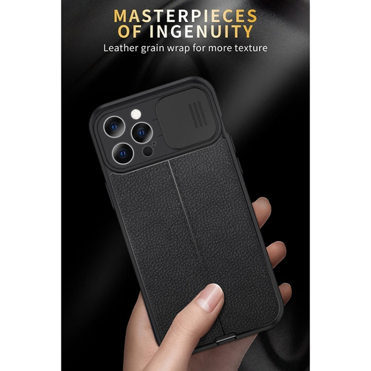 For iPhone 13 Pro Litchi Texture Sliding Camshield TPU Protective Case (Black) - iPhone 13 Pro Cases by buy2fix | Online Shopping UK | buy2fix