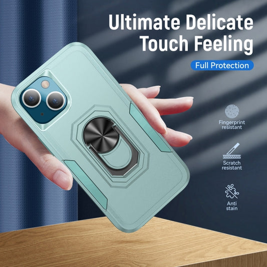 For iPhone 13 Ring Kickstand Heavy Duty Shockproof Phone Case(Green) by buy2fix